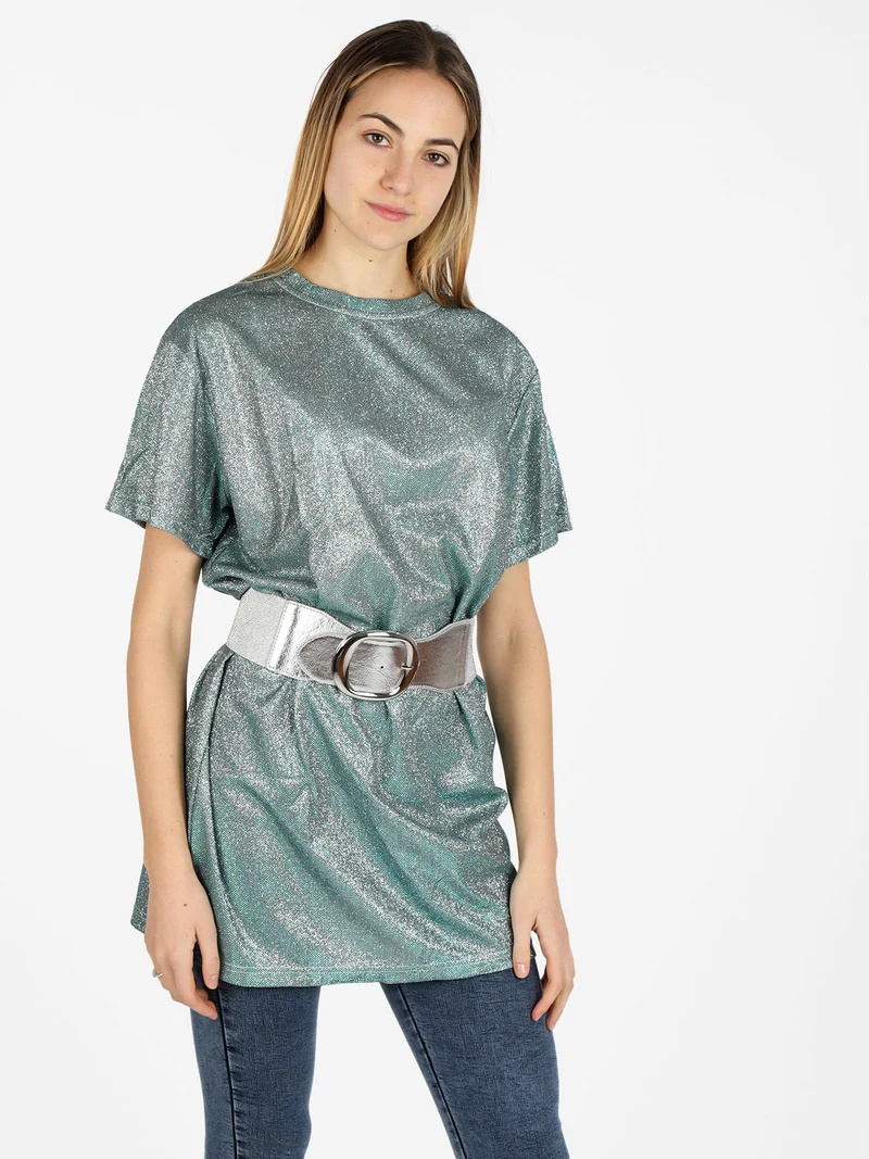 Maxi t-shirt donna con glitter - verde