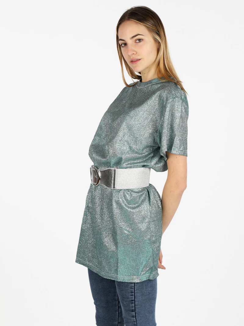 Maxi t-shirt donna con glitter - verde