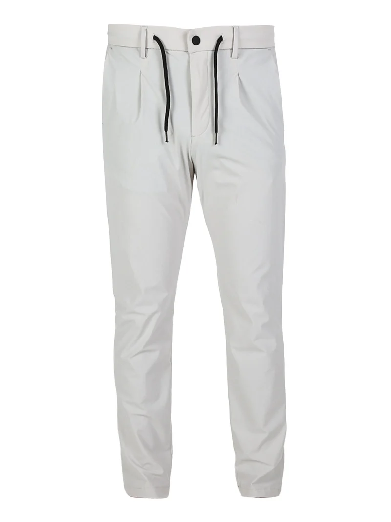 Pantaloni casual da uomo in tessuto tecnico con coulisse - perla
