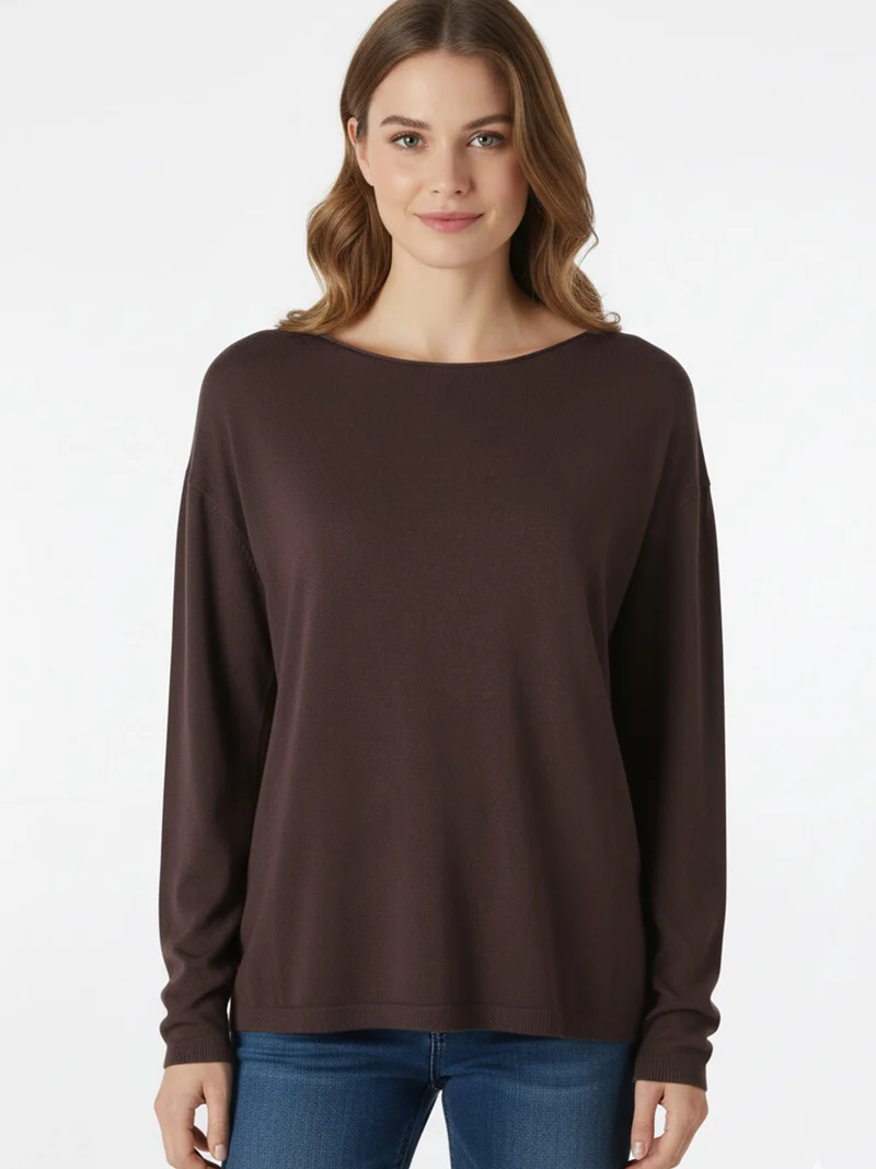 Pullover donna oversize in maglia - moro
