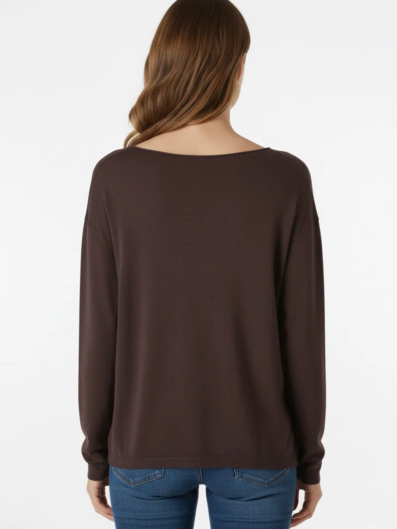 Pullover donna oversize in maglia - moro