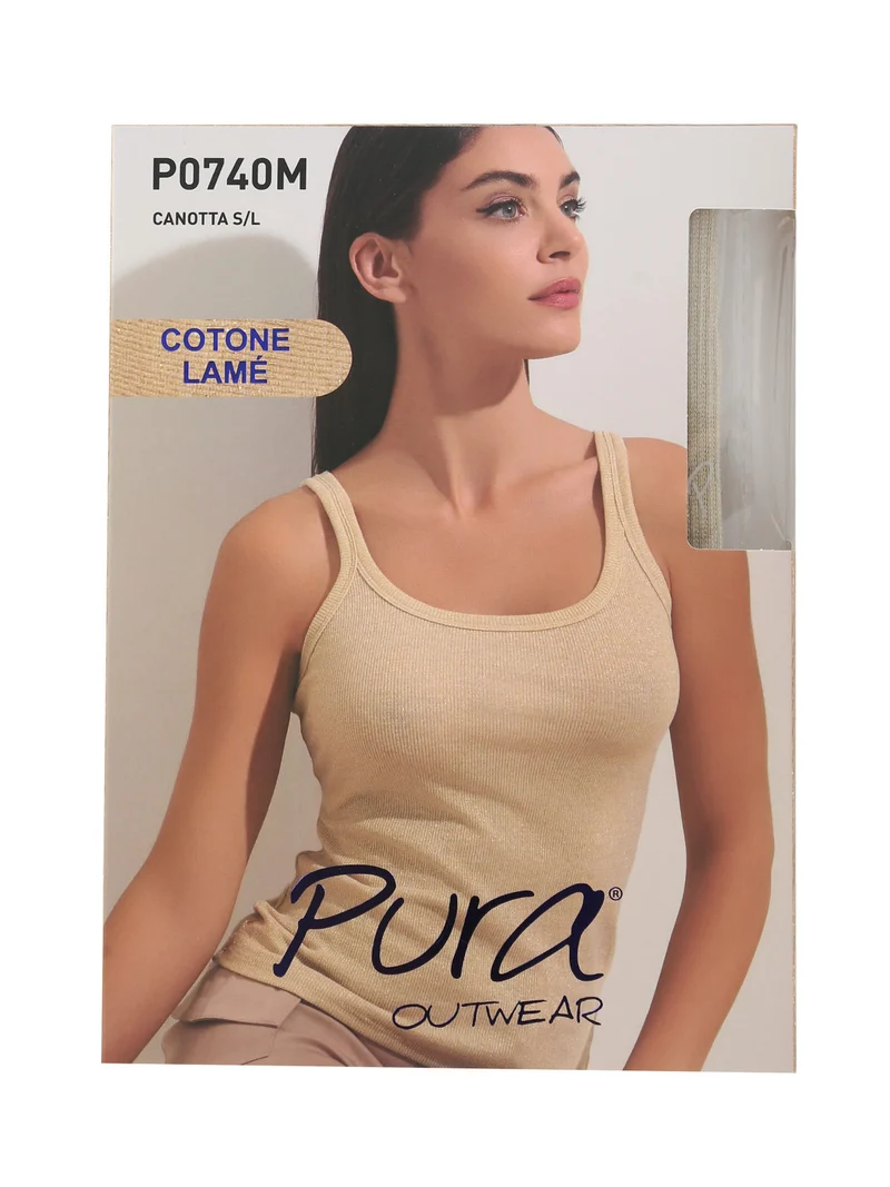 Canotta da donna in cotone lamé - argento