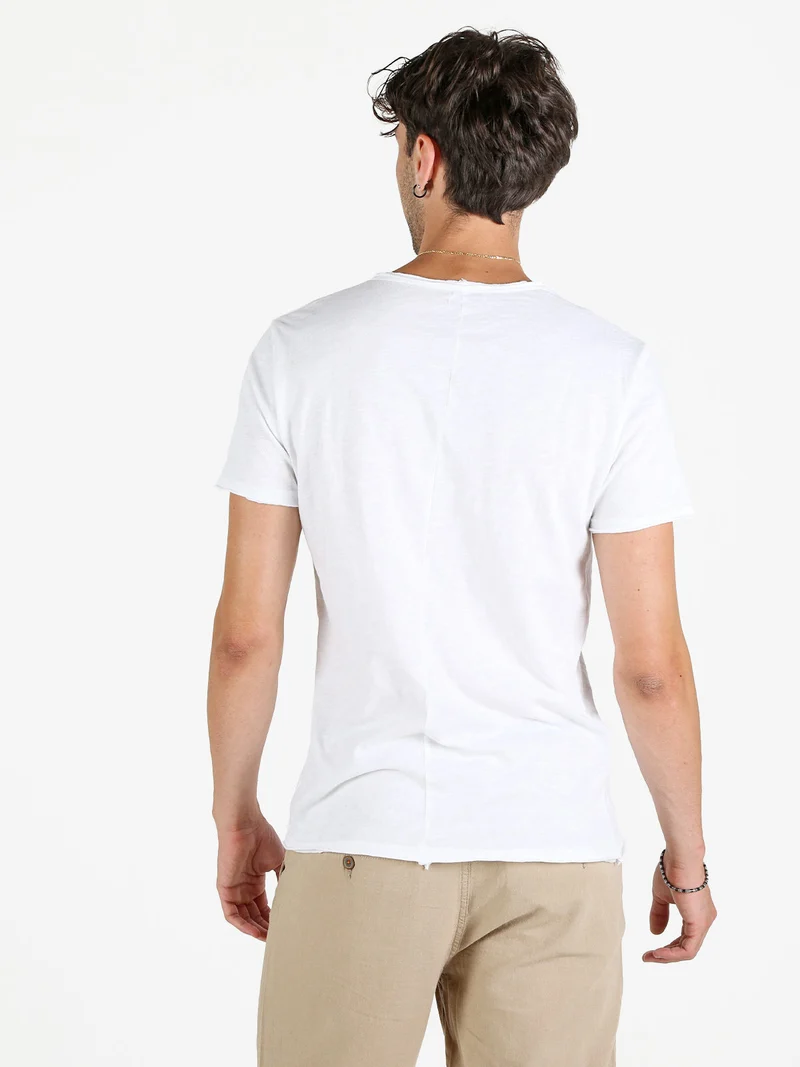 T-shirt uomo in cotone con taschino - bianco