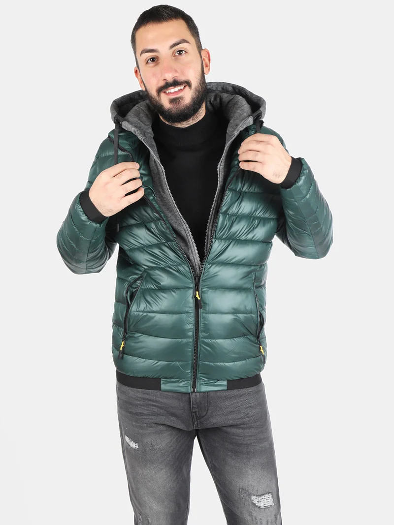 Giubbotto uomo imbottito con cappuccio - verde