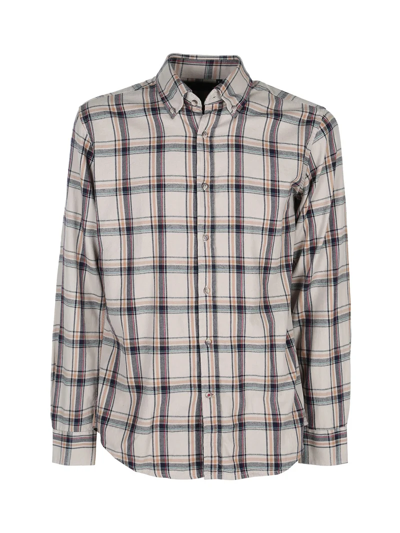 Camicia a quadri da uomo in cotone - beige