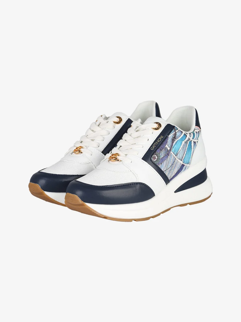 Sneakers da donna con zeppa - blu scuro