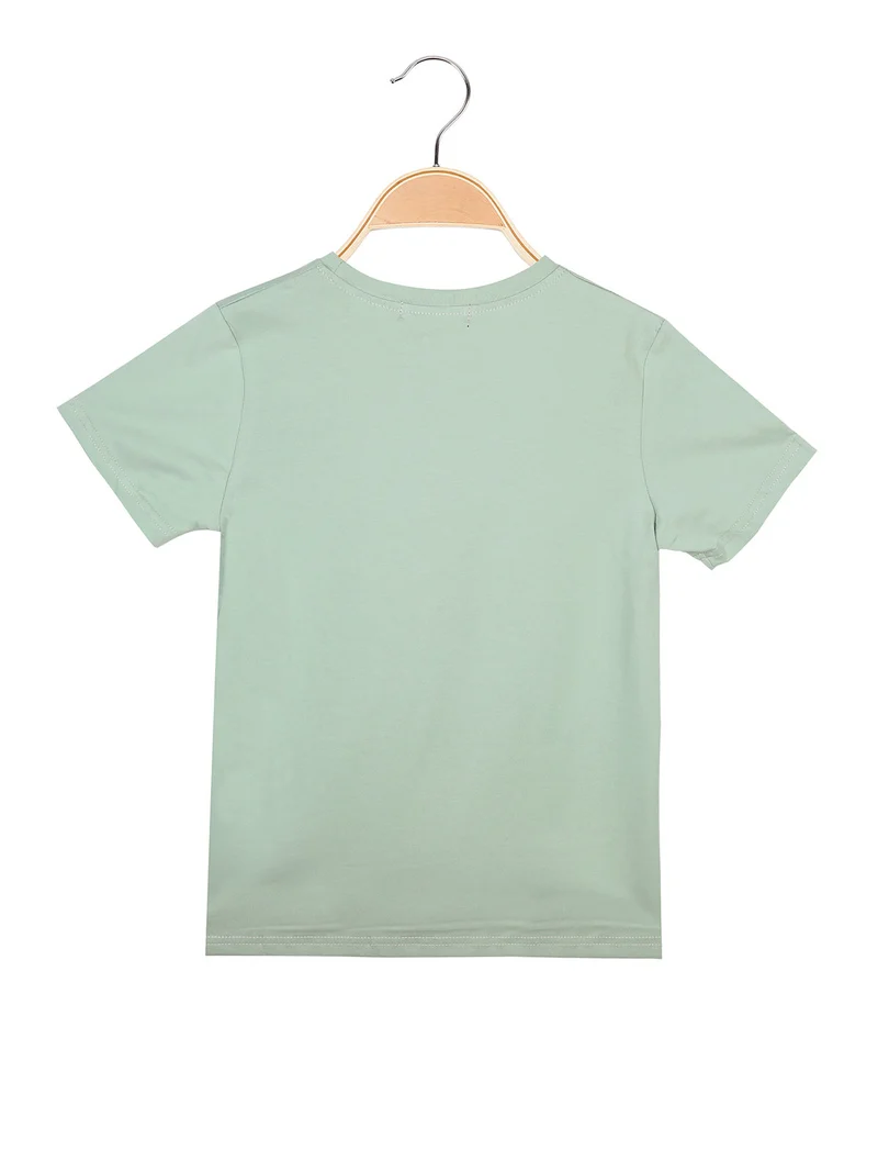 T-shirt da bambino in cotone con stampa - verde chiaro