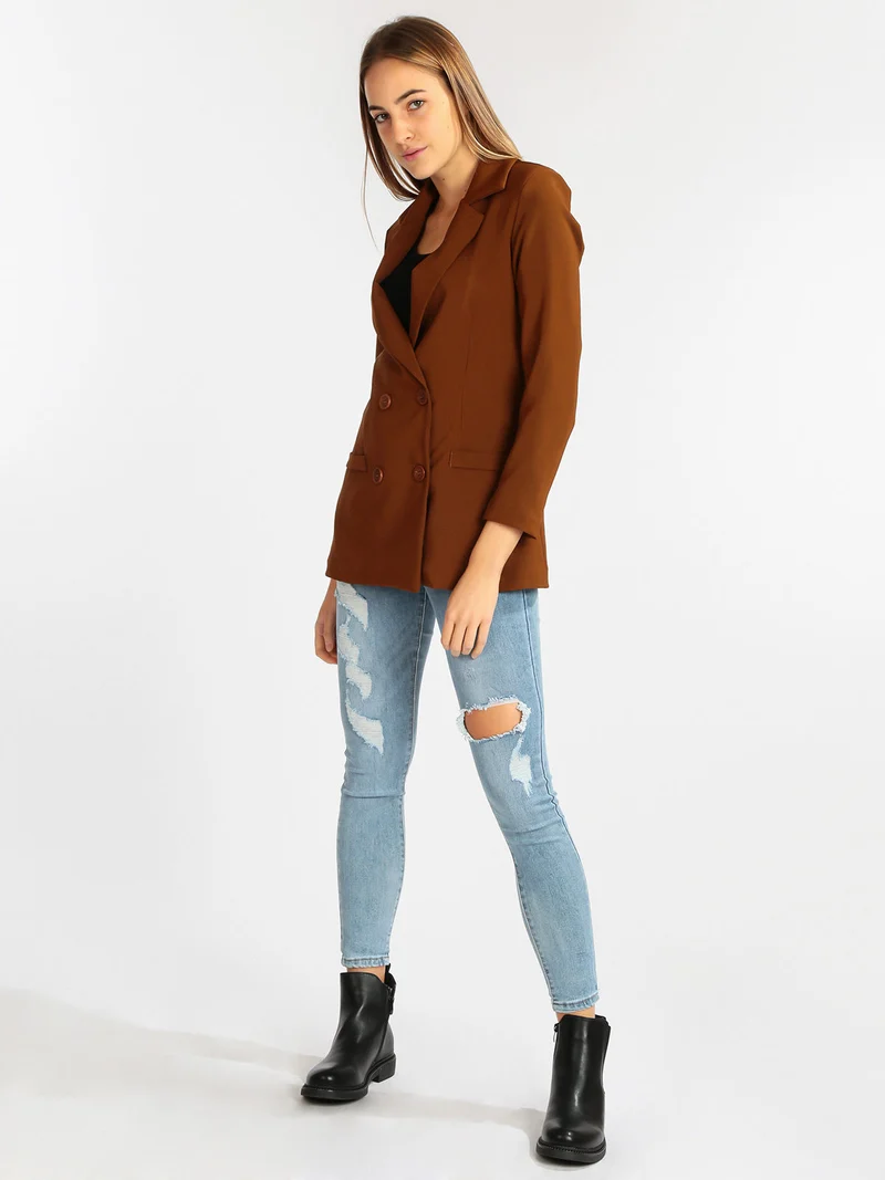 Blazer doppiopetto donna - marrone