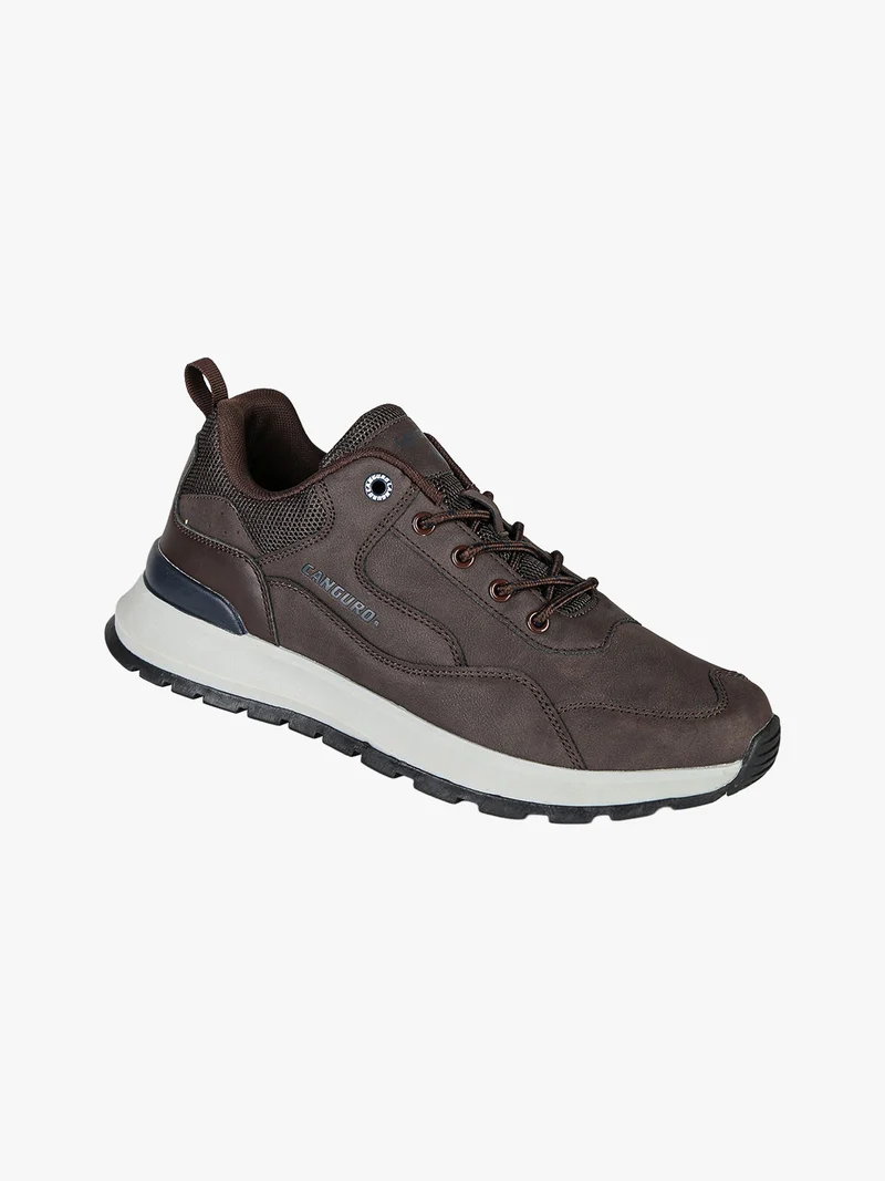 Sneakers da uomo stringate in ecopelle - moro
