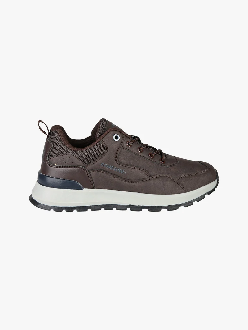 Sneakers da uomo stringate in ecopelle - moro