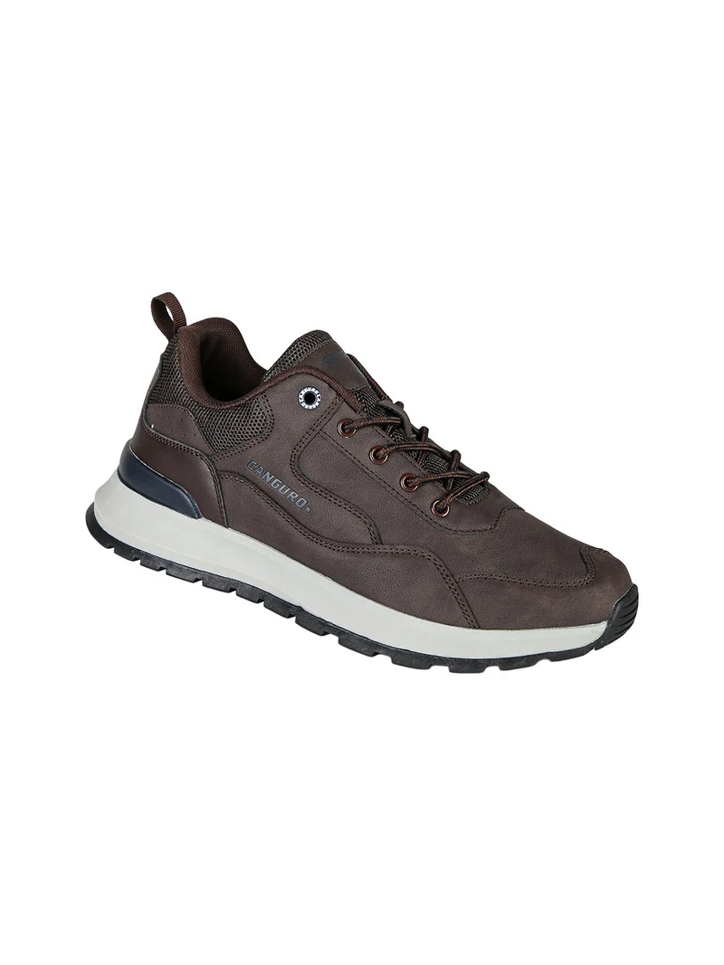 Sneakers da uomo stringate in ecopelle - moro
