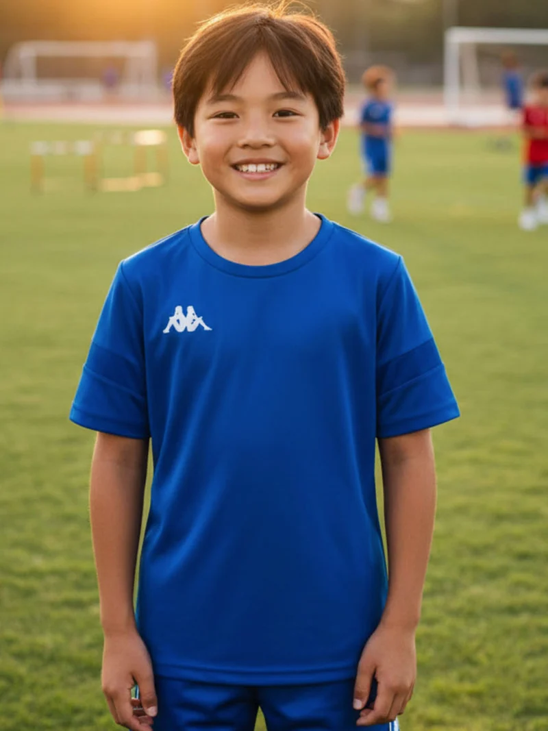 T-shirt sportiva da ragazzo con logo - blu
