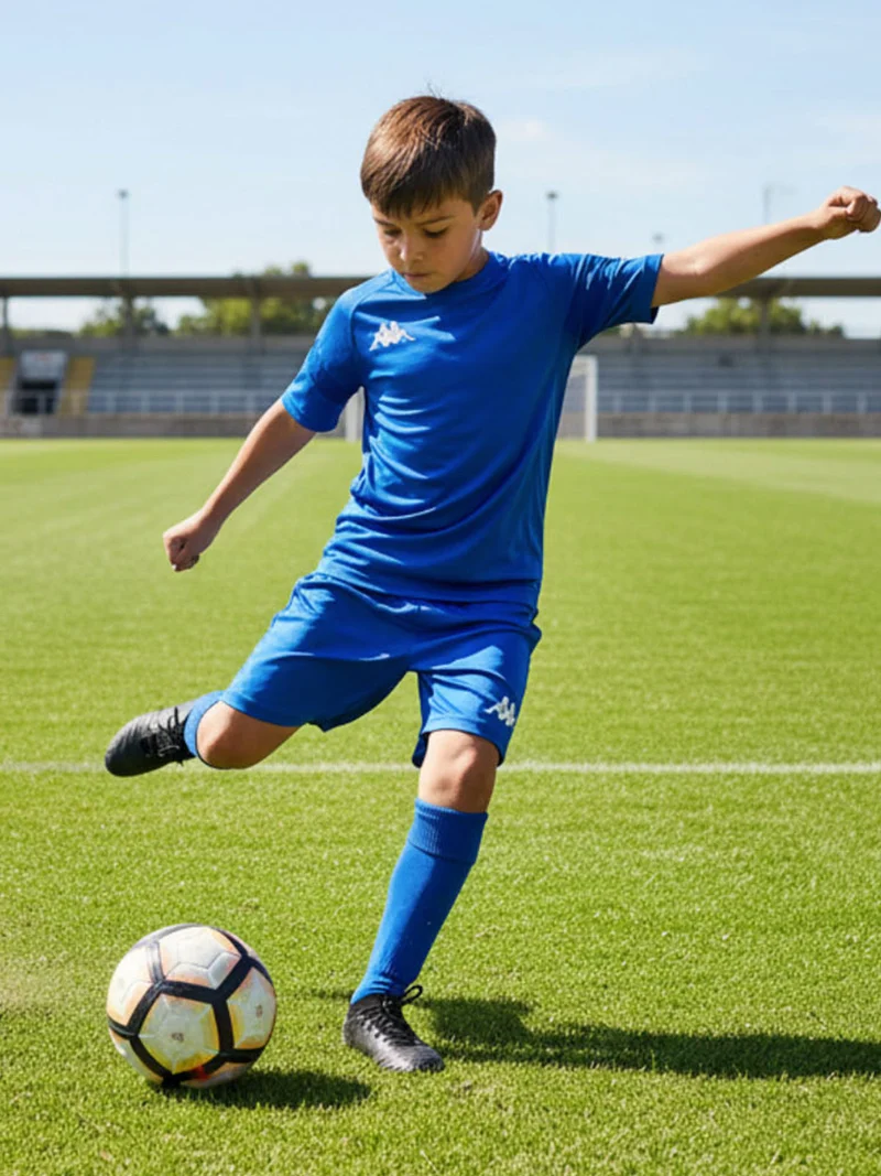 T-shirt sportiva da ragazzo con logo - blu