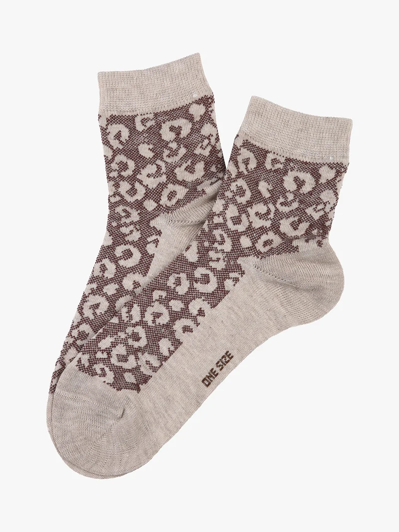Calze corte da donna in caldo cotone animalier - khaki