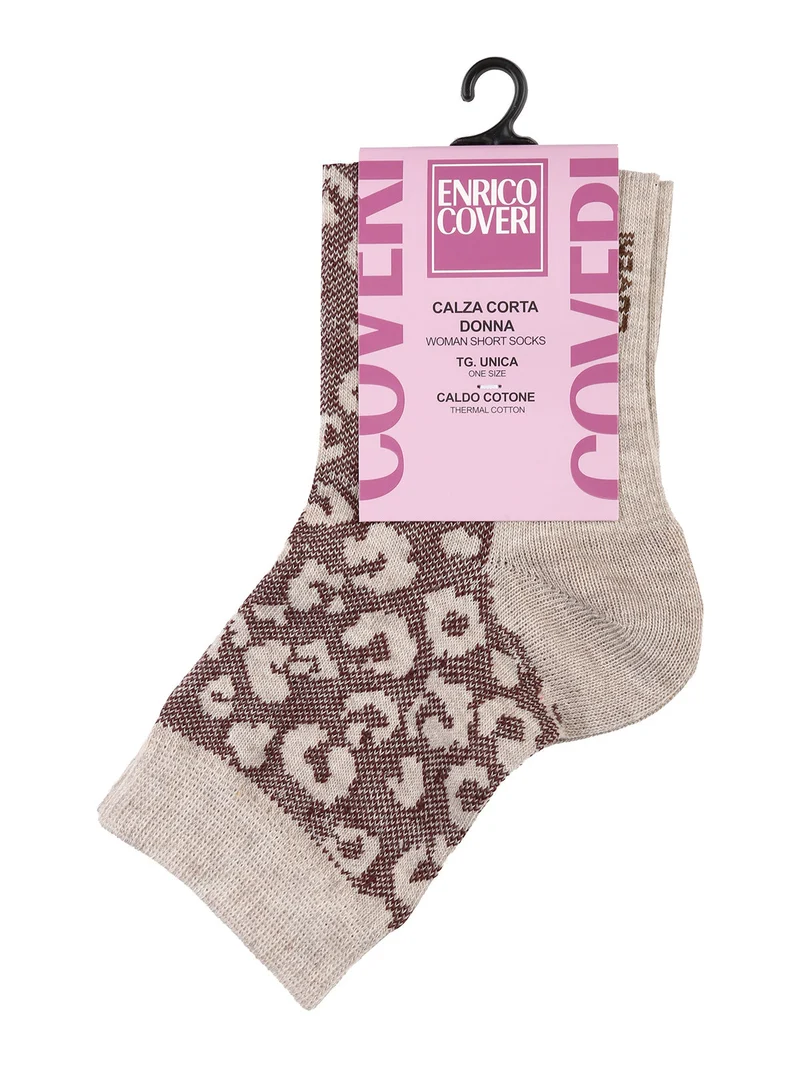 Calze corte da donna in caldo cotone animalier - khaki