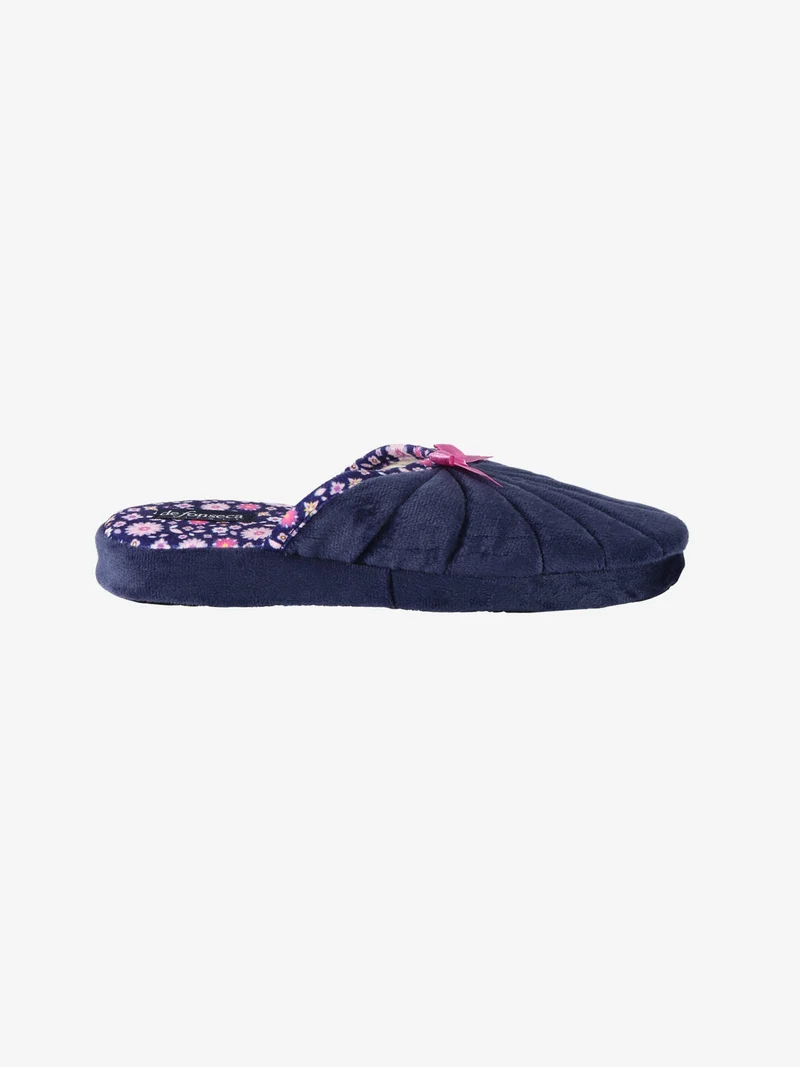 Pantofole donna effetto velluto - blu scuro