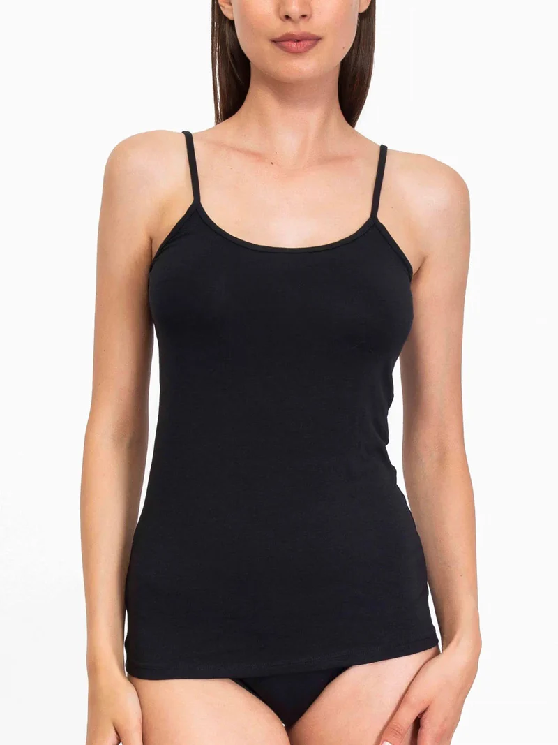 Canotta donna con spalline sottili - nero