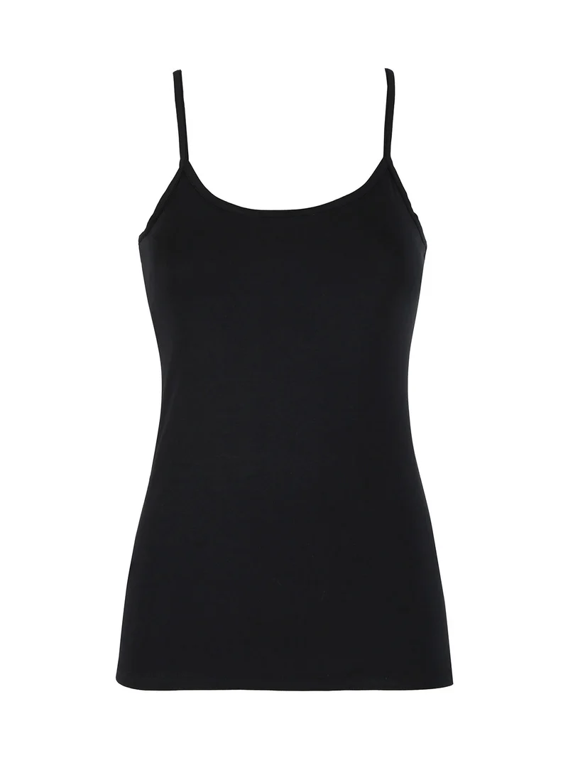 Canotta donna con spalline sottili - nero
