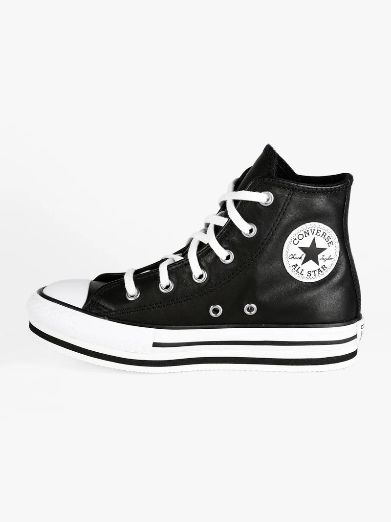 Chuck Taylor Sneakers in pelle alte da ragazza con platform - nero