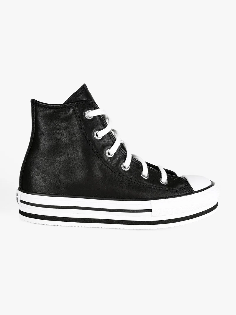 Chuck Taylor Sneakers in pelle alte da ragazza con platform - nero