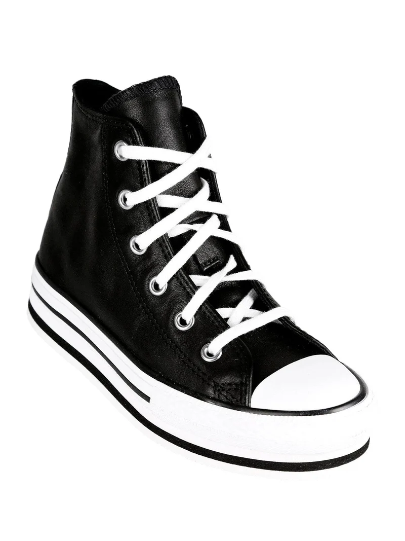 Chuck Taylor Sneakers in pelle alte da ragazza con platform - nero