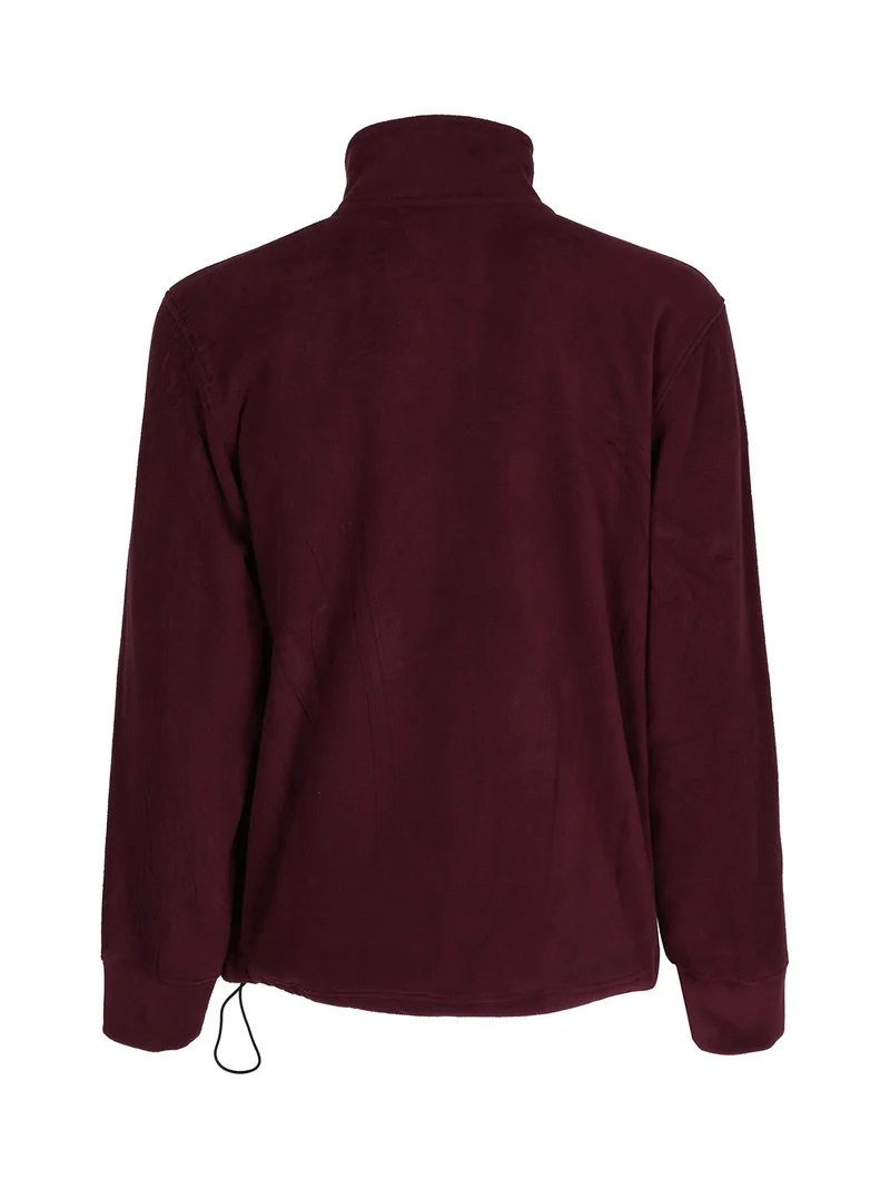 Felpa uomo in pile a collo alto con zip - bordeaux