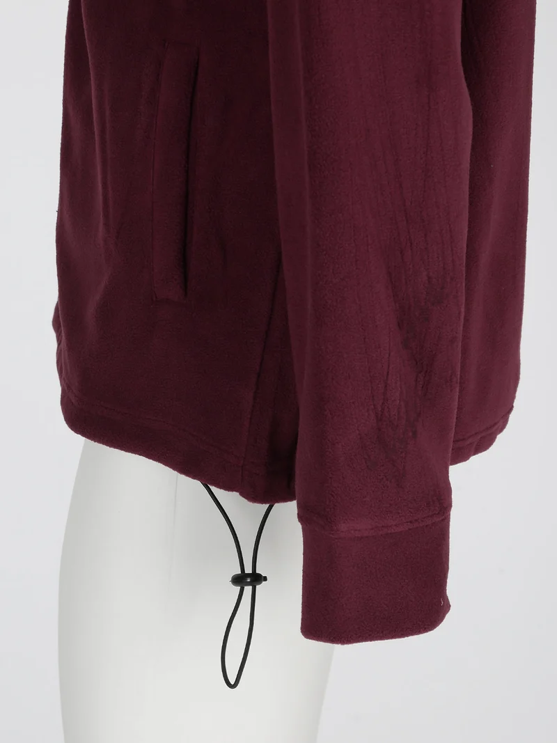 Felpa uomo in pile a collo alto con zip - bordeaux