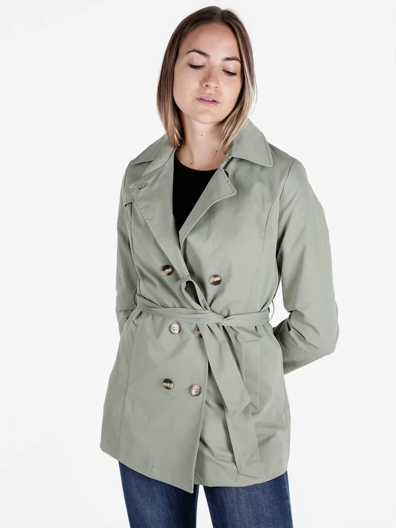 Trench donna con bottoni a doppiopetto - pistacchio