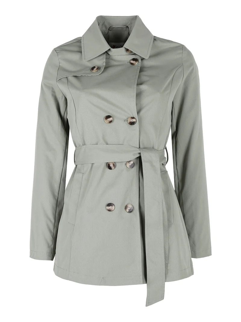 Trench donna con bottoni a doppiopetto - pistacchio
