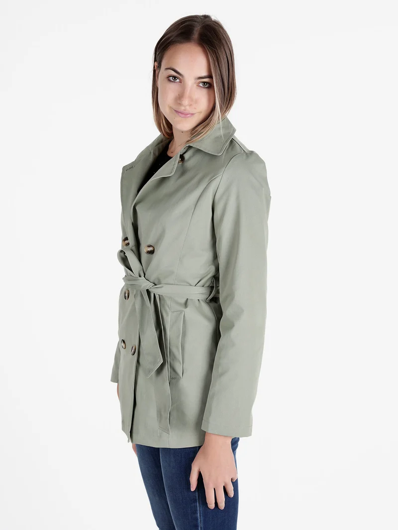 Trench donna con bottoni a doppiopetto - pistacchio