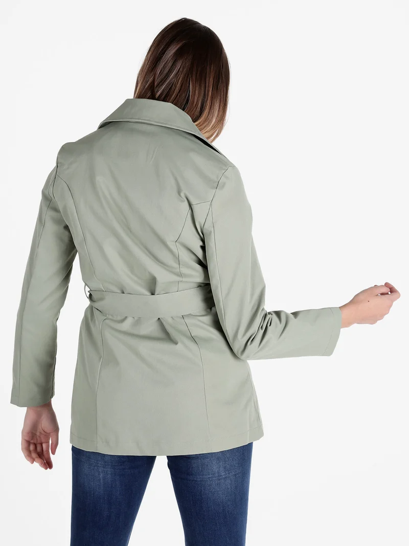 Trench donna con bottoni a doppiopetto - pistacchio