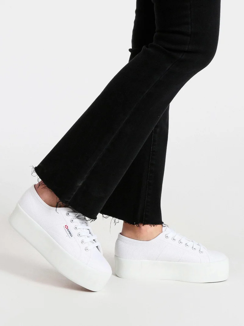 Scarpe in tela donna 2790 SHINY PRINTED PLATFORM - bianco