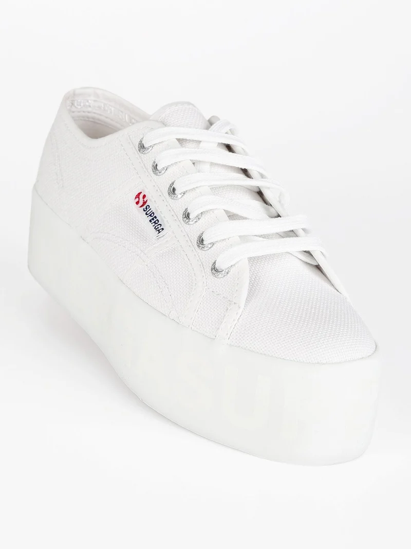 Scarpe in tela donna 2790 SHINY PRINTED PLATFORM - bianco
