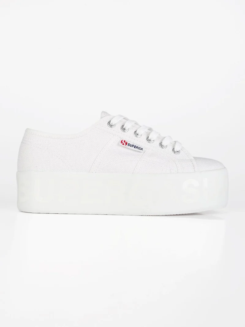 Scarpe in tela donna 2790 SHINY PRINTED PLATFORM - bianco