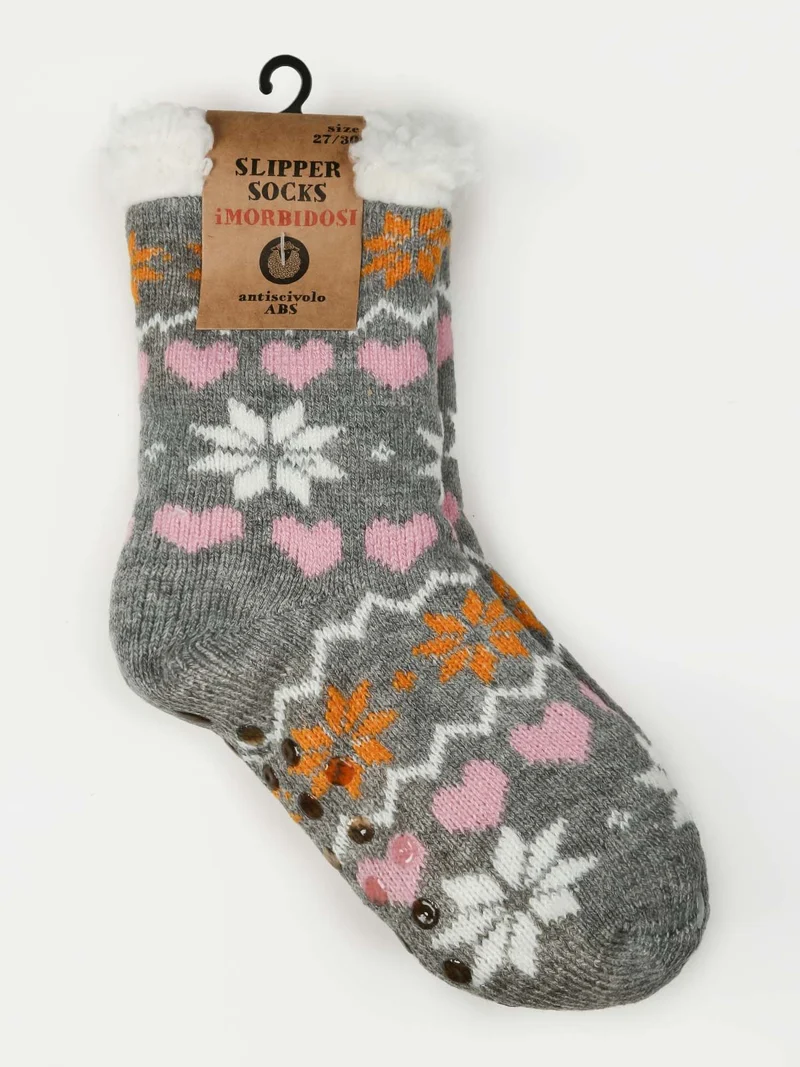 Calze antiscivolo da bambina con pelo interno - grigio