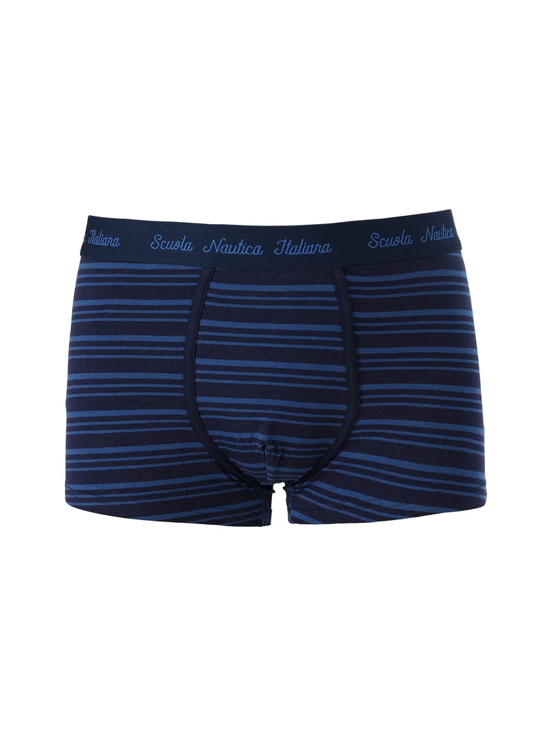 Boxer da uomo rigati in cotone stretch - blu scuro