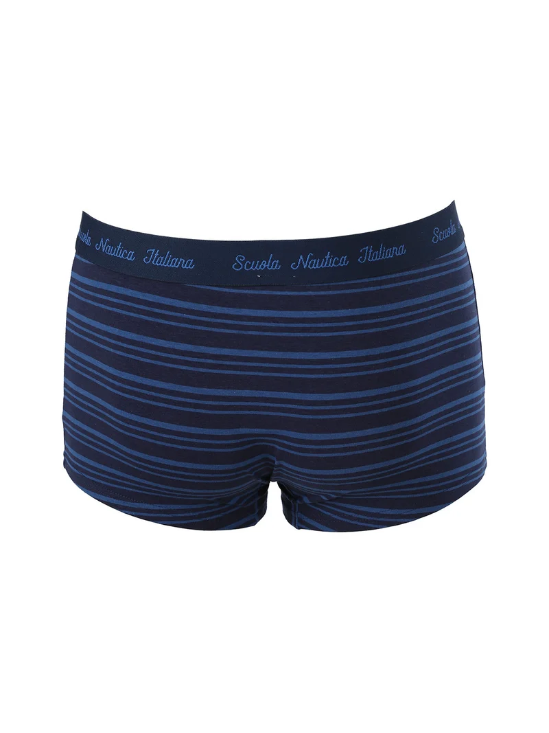 Boxer da uomo rigati in cotone stretch - blu scuro