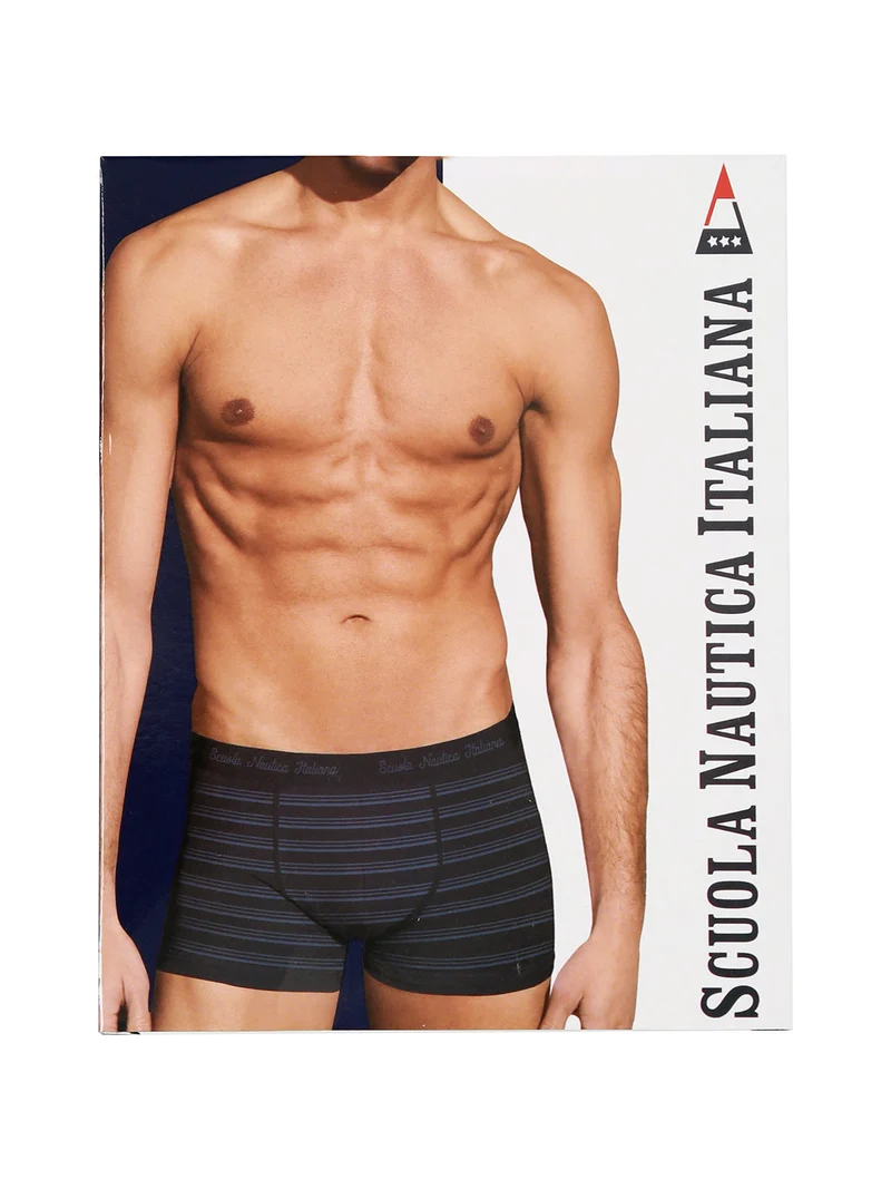 Boxer da uomo rigati in cotone stretch - blu scuro