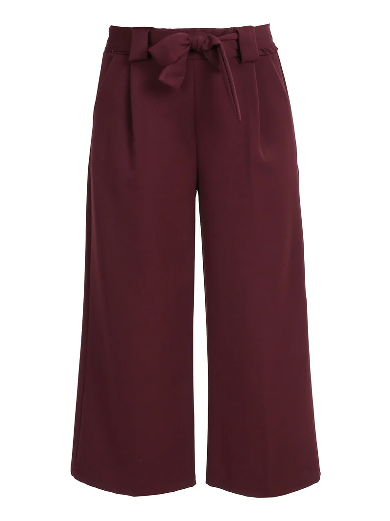 Pantaloni donna a palazzo tinta unita - bordeaux