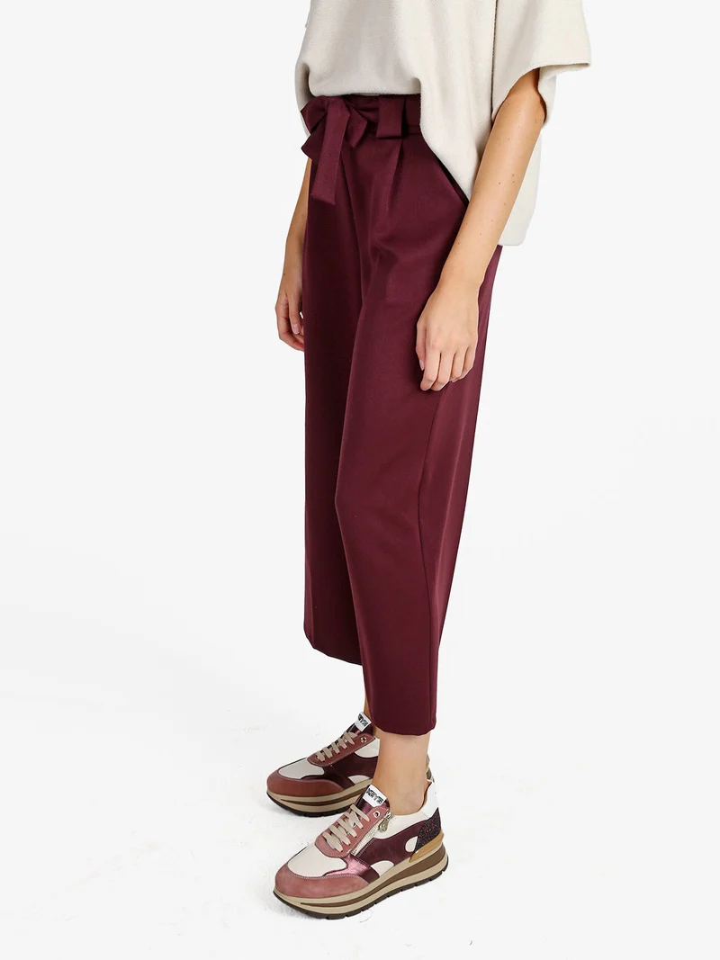 Pantaloni donna a palazzo tinta unita - bordeaux