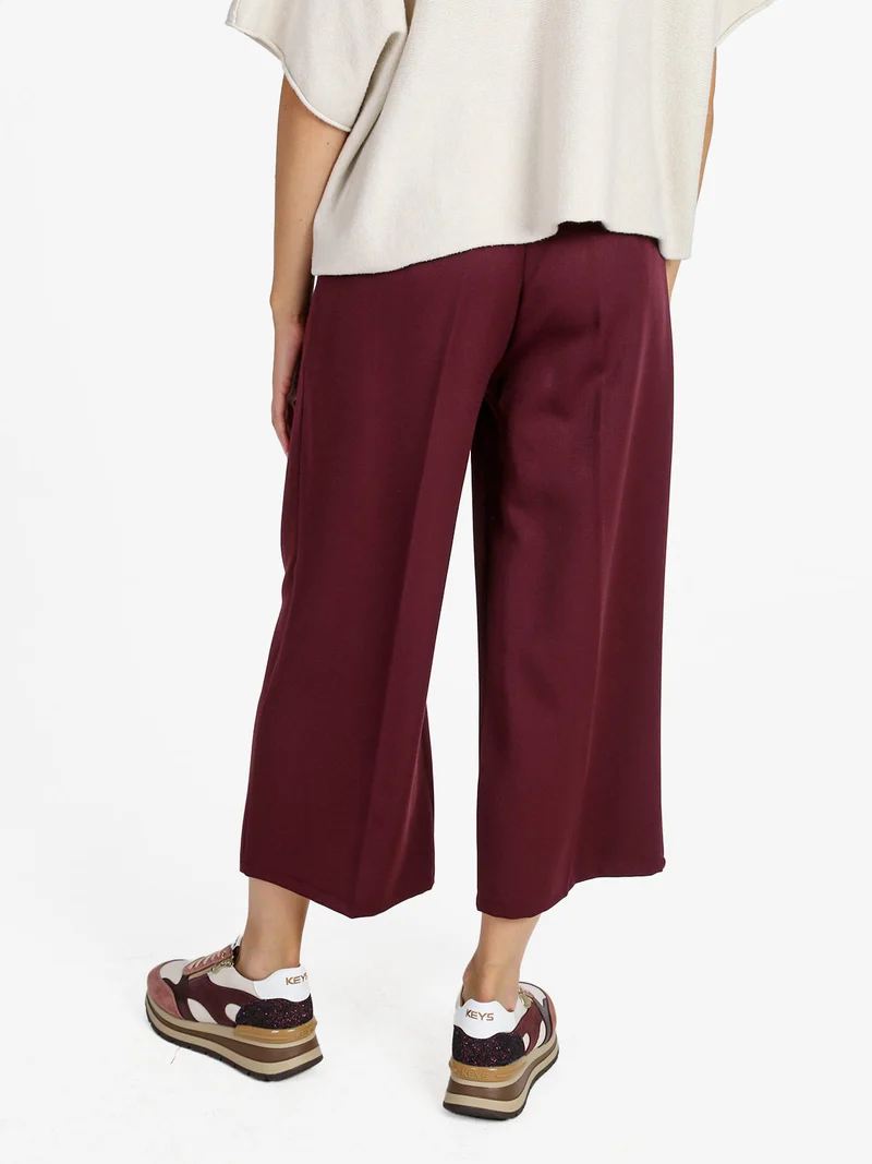 Pantaloni donna a palazzo tinta unita - bordeaux