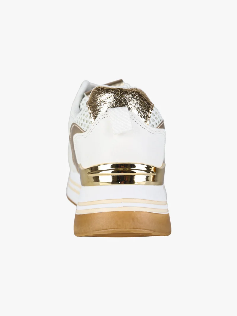 Sneakers donna glitter con platform - bianco