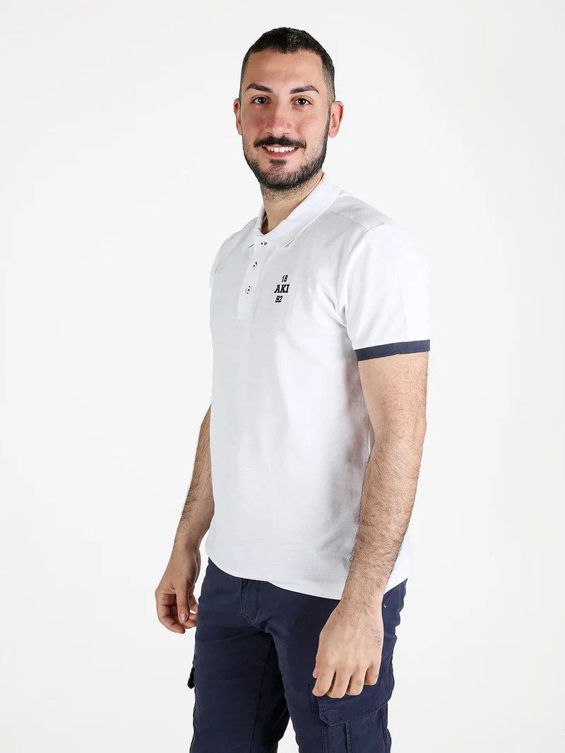 Polo da uomo in cotone a maniche corte - bianco