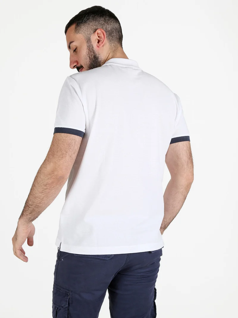 Polo da uomo in cotone a maniche corte - bianco