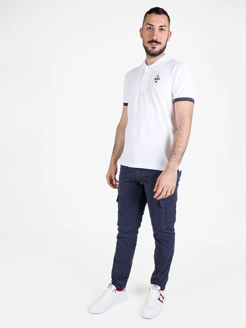 Polo da uomo in cotone a maniche corte - bianco
