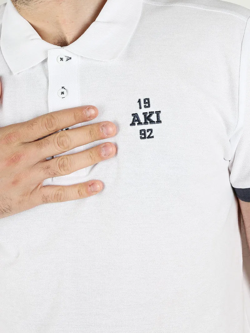Polo da uomo in cotone a maniche corte - bianco