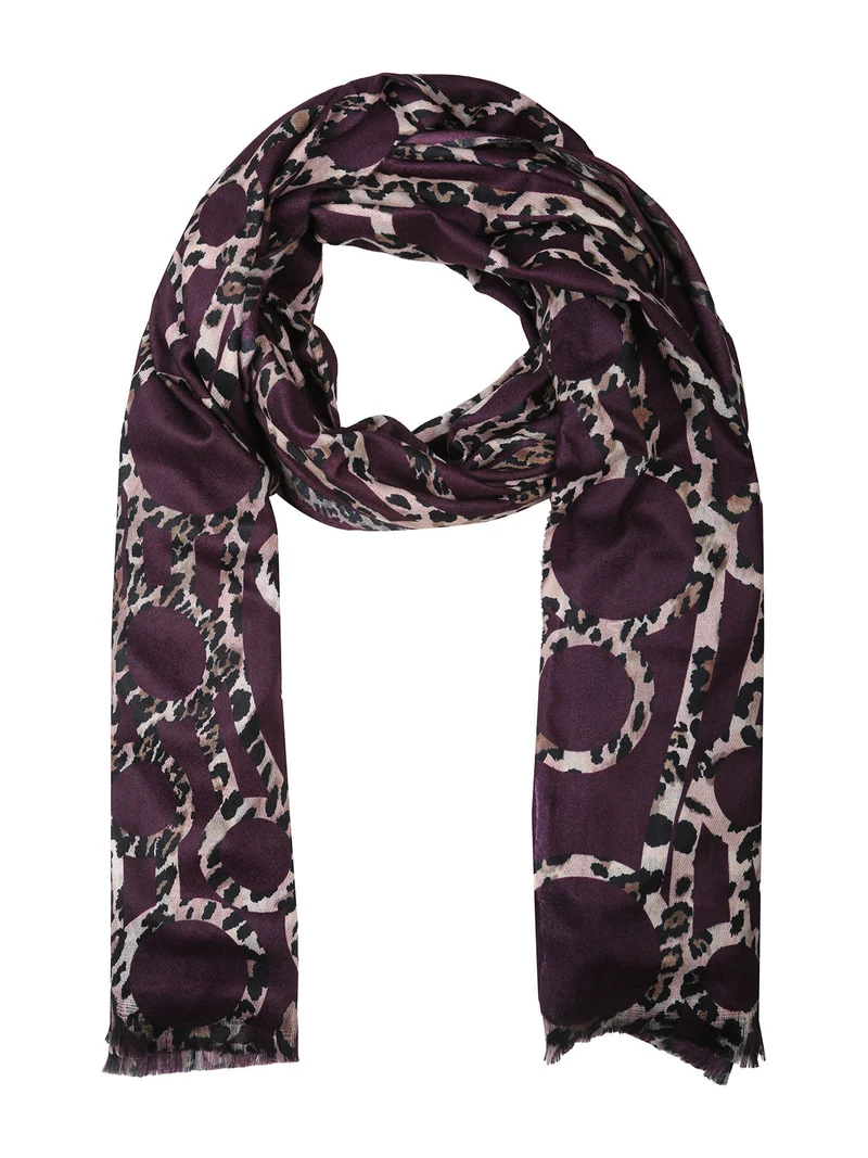 Sciarpa donna animalier on finale sfrangiato - bordeaux