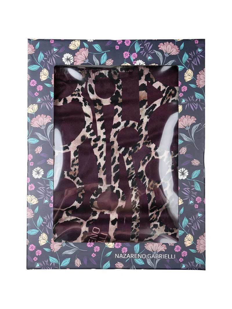 Sciarpa donna animalier on finale sfrangiato - bordeaux