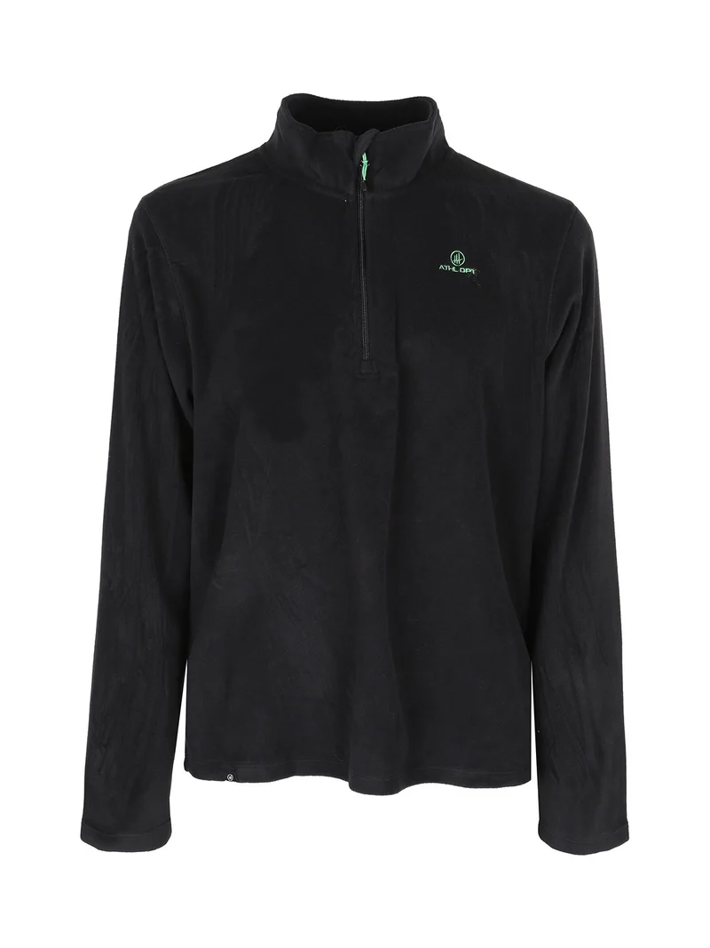 Felpa da uomo mezza zip in micropile - nero