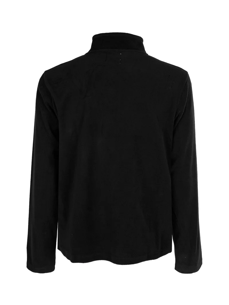 Felpa da uomo mezza zip in micropile - nero